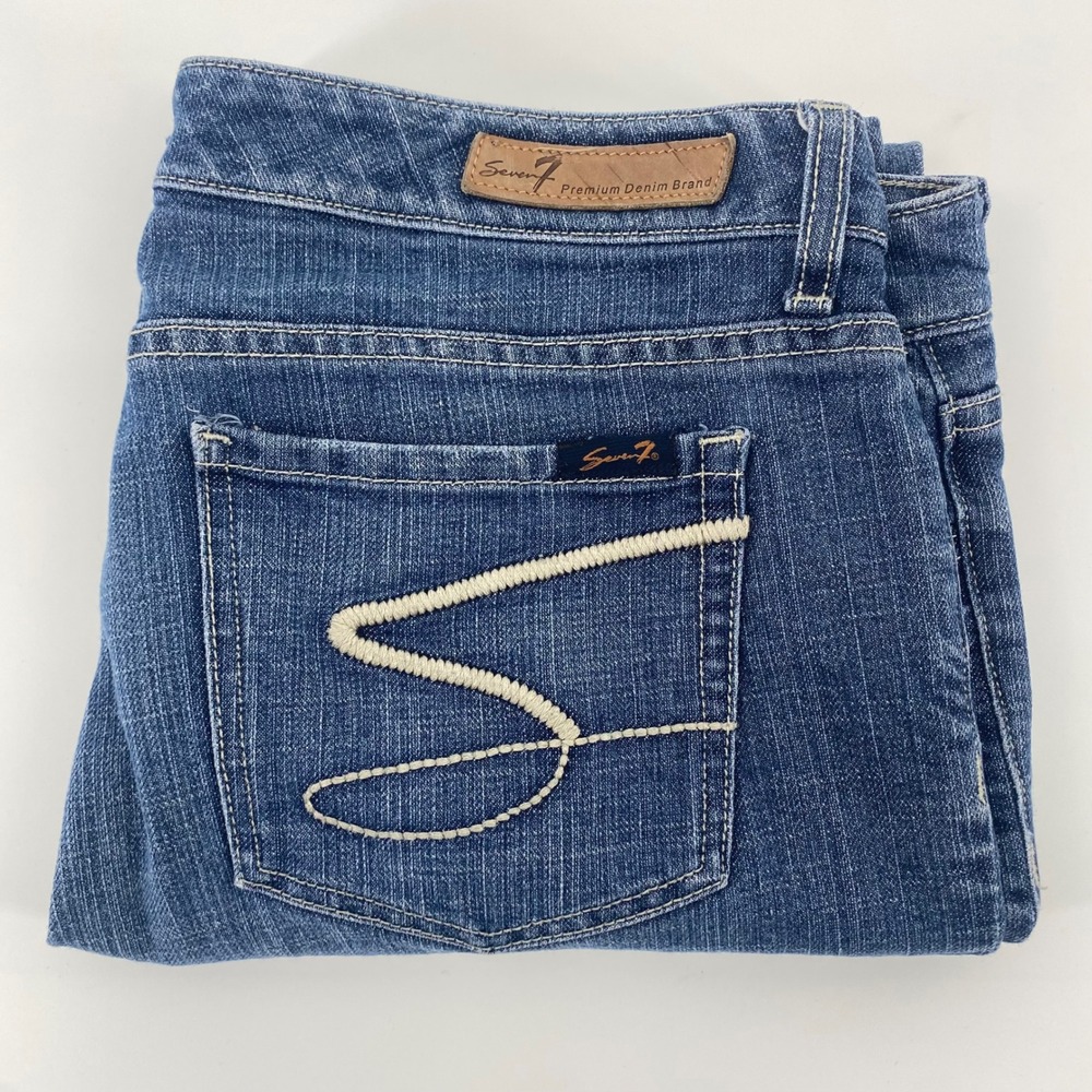 Seven7 Women's Straight Leg Jeans - Medium Blue